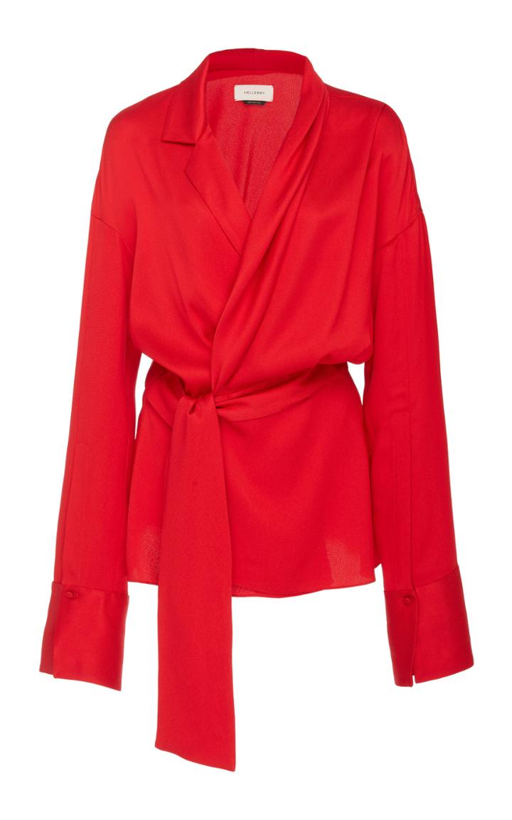 Hellessy Dali Satin-effect Wrap Blouse
