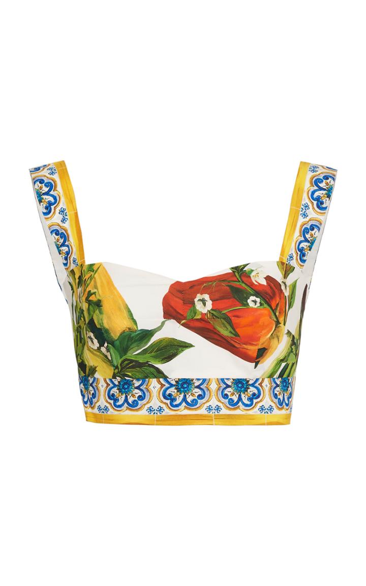 Dolce & Gabbana Pepper-print Poplin Cropped Top