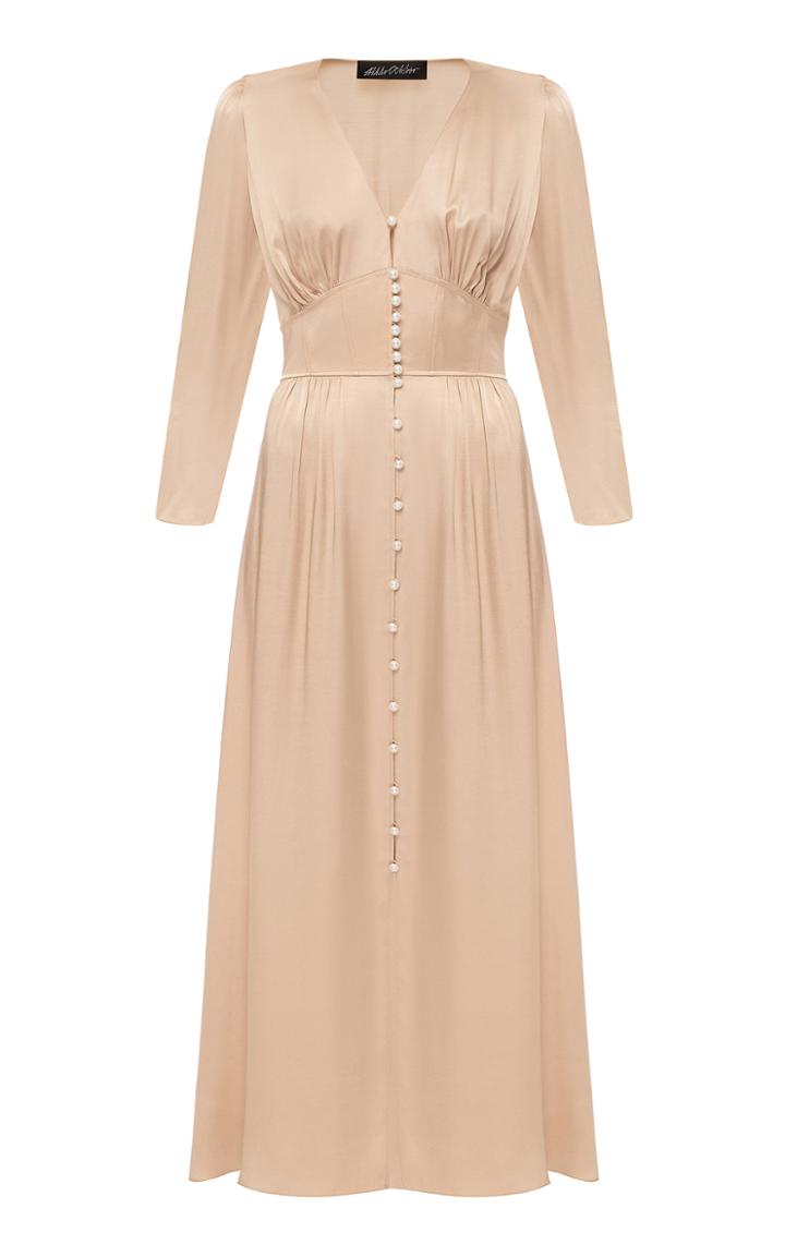 Moda Operandi Anna October Marta Ruched Satin Midi Dress