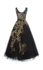 Marchesa Gold Embroidered Tulle Gown