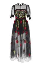 Elie Saab Embroidered Tulle Tea Dress