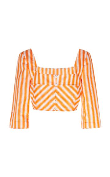 Rosie Assoulin Striped Cotton Cropped Top