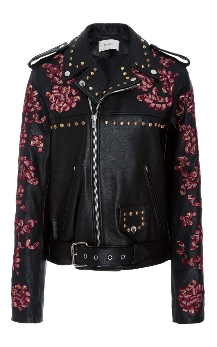 Rodarte Lace Embroidered Leather Jacket