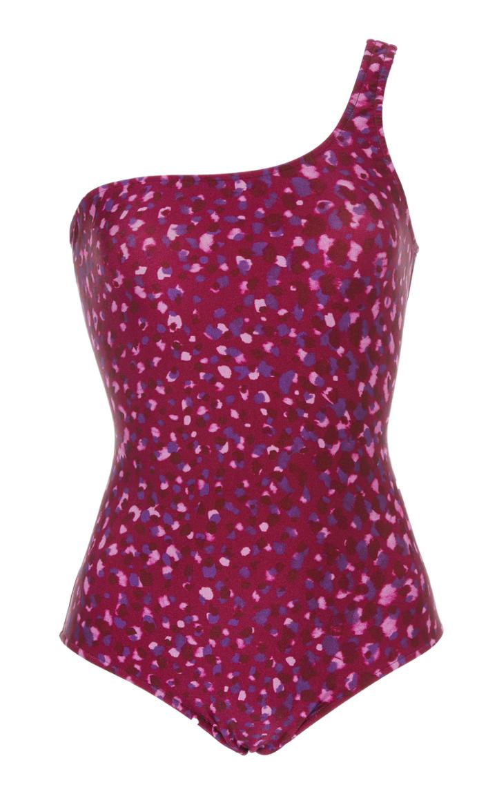 Adriana Degreas Pomegranate One Shoulder Swimsuit