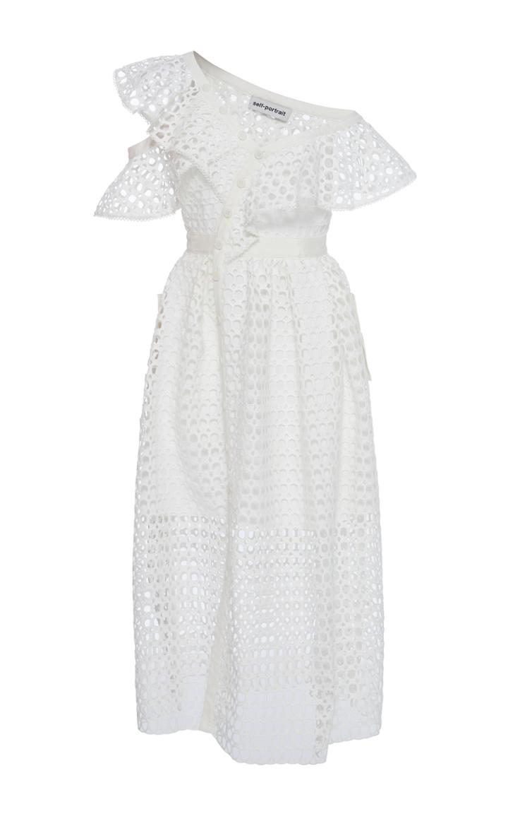 Self Portrait Off-the-shoulder Ruffled Midi Dress