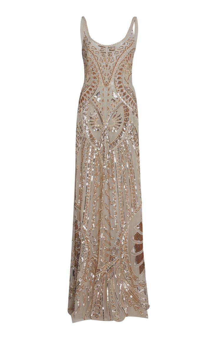 Zuhair Murad Sequin Chiffon Sheath Gown