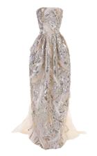 Maticevski Molecule Embellished Brocade Strapless Gown