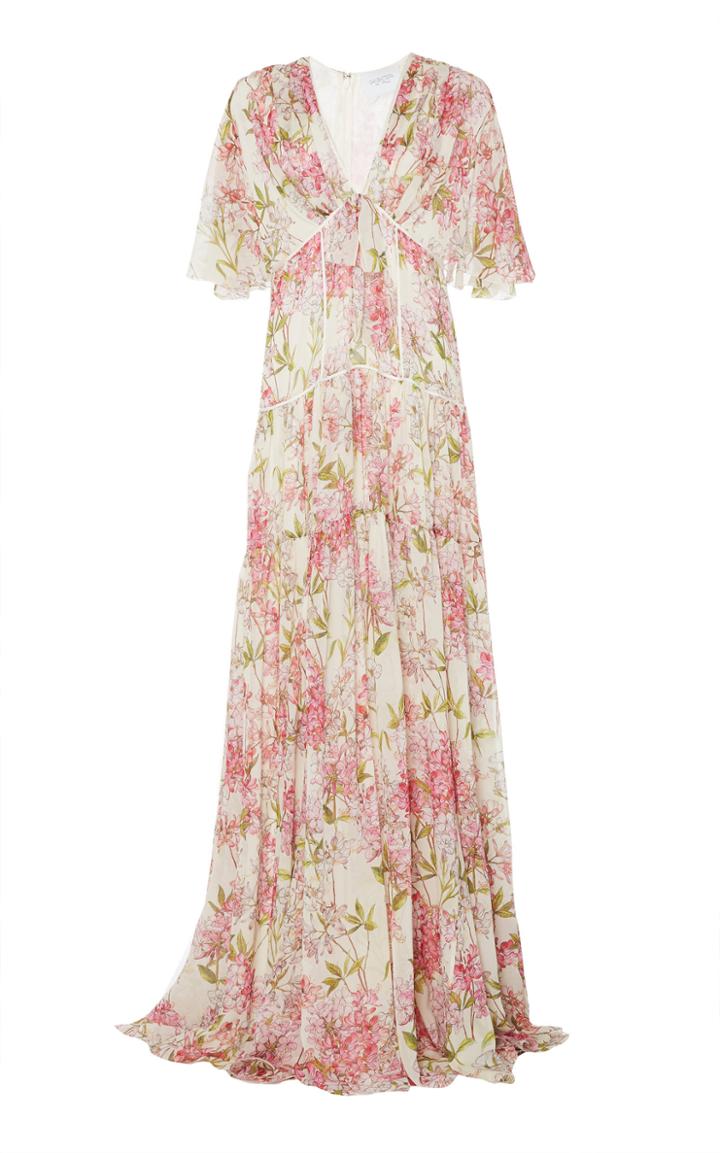 Giambattista Valli Tiered Floral Silk Maxi Dress