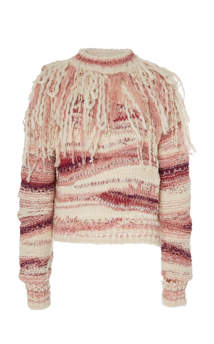 Prabal Gurung Lyon Fringed Crewneck Sweater