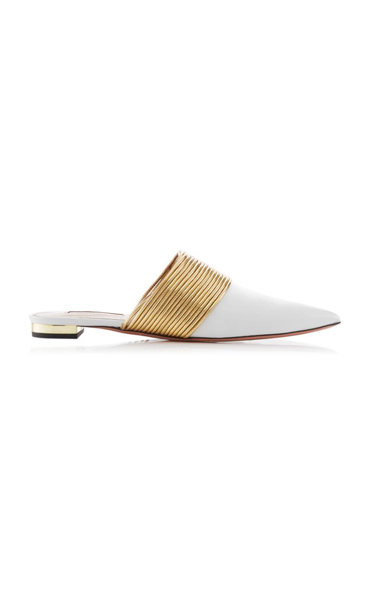 Aquazzura Rendezvous Metallic Leather Flat Mules