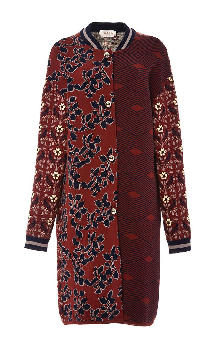 Tak.ori Brown Printed Bomber Coat
