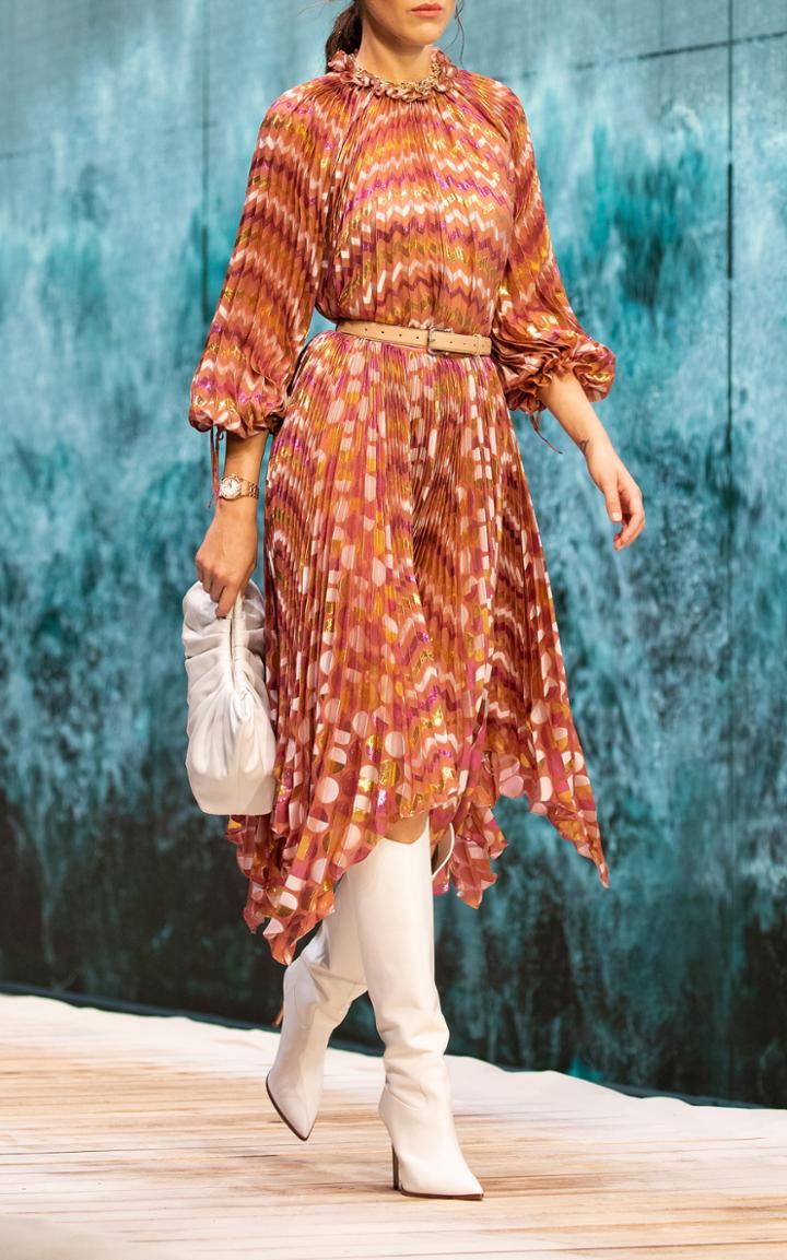 Moda Operandi Ralph & Russo Pleated Chiffon Blouse Fastenings On The Neckline And Cuf