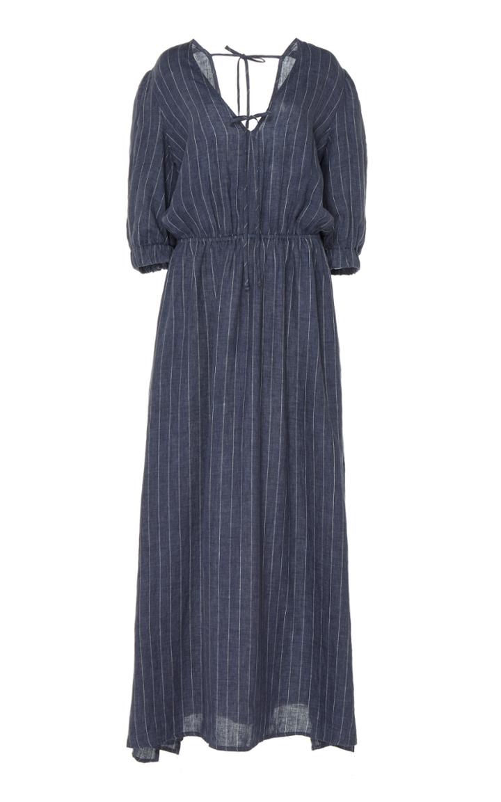 White Story Ravello Striped Linen Maxi Dress