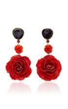 Bahina Onyx Garnet Coral And Real Rose Earrings