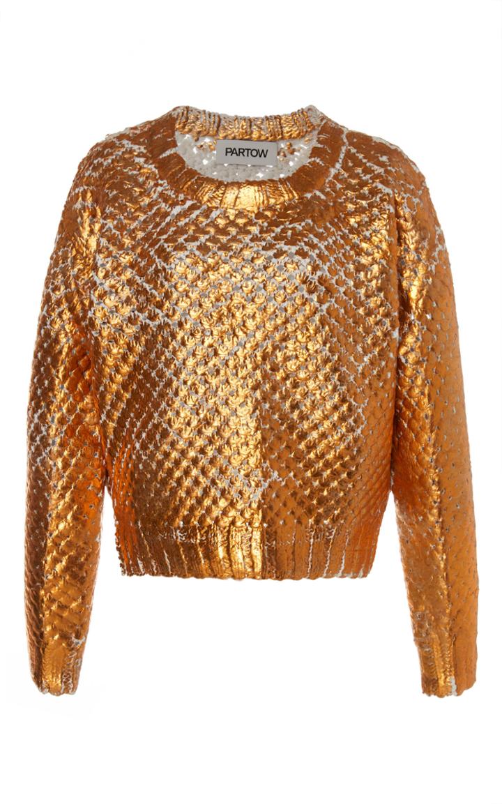 Partow Raye Metallic Cotton-blend Sweater