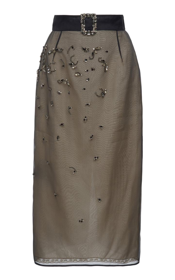 Prada Embellished Organza Midi Skirt