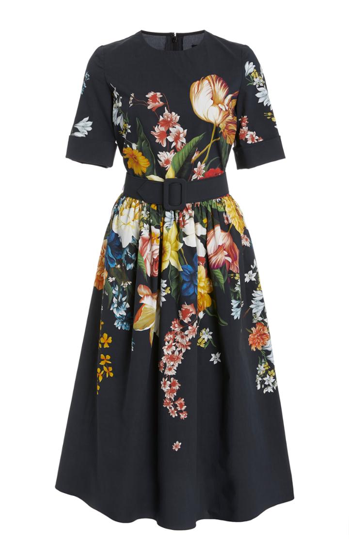 Moda Operandi Oscar De La Renta Floral-print Cotton-blend Dress