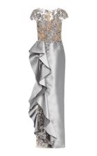 Marchesa Ribbon-accented Organza-lace Gown