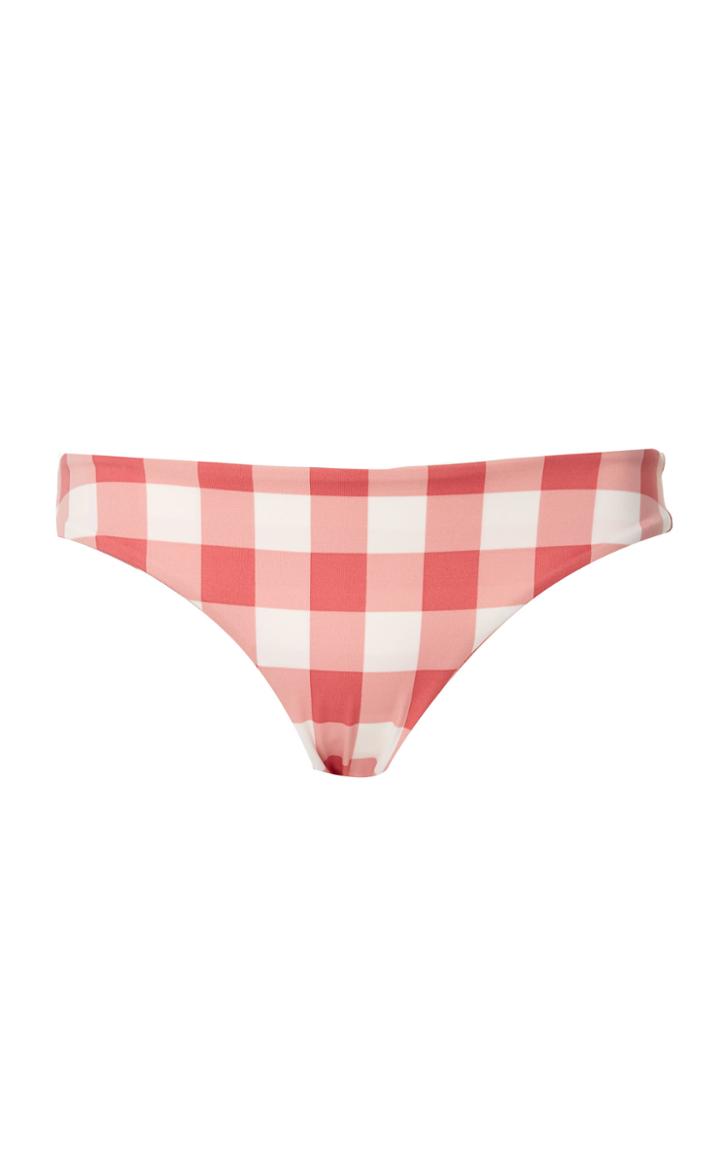 Tori Praver Mimi Ruched Gingham Cheeky Bikini Bottom