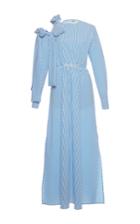 Msgm Open Shoulder Seersucker Long Dress