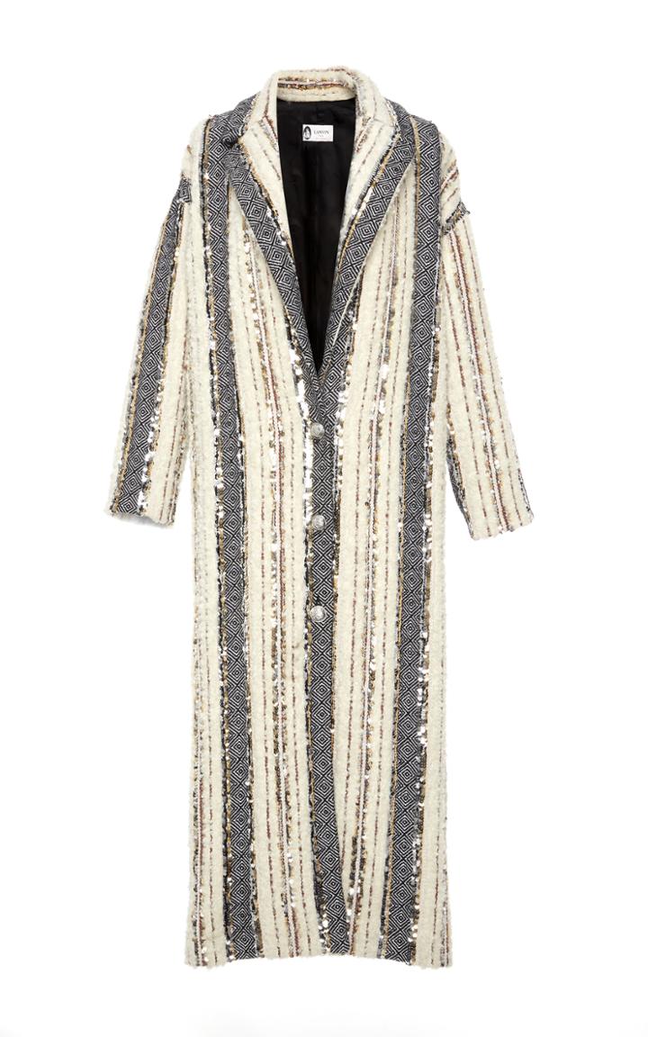 Lanvin Sequin Striped Coat