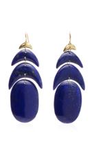 Moda Operandi Ten Thousand Things Hand Cut Natural Lapis Peacock Feather Earring