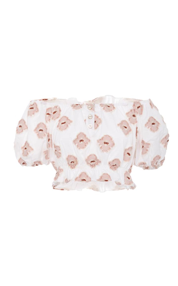 Caroline Constas Bardot Flower Crop Top