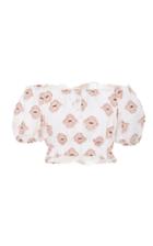 Caroline Constas Bardot Flower Crop Top