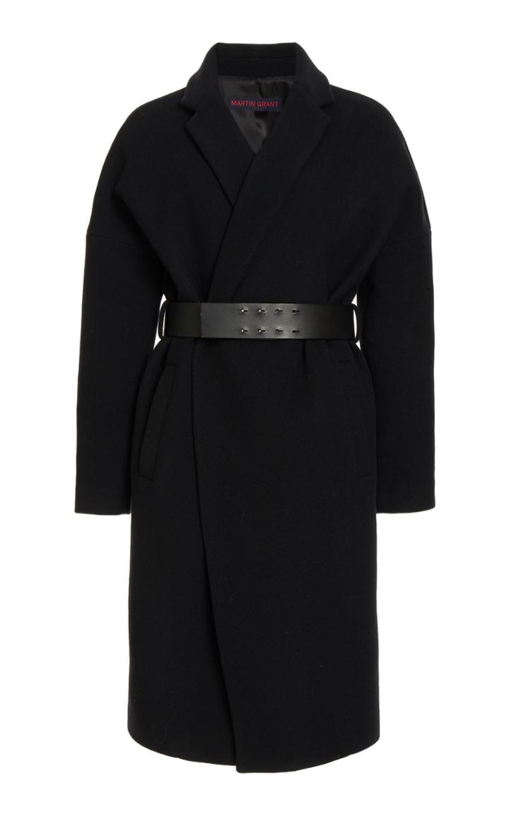 Moda Operandi Martin Grant Belted Wool-blend Wrap Coat