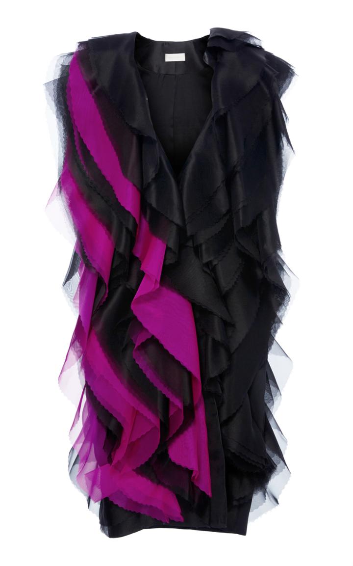 Christian Siriano Organza Flounce Coat Dress