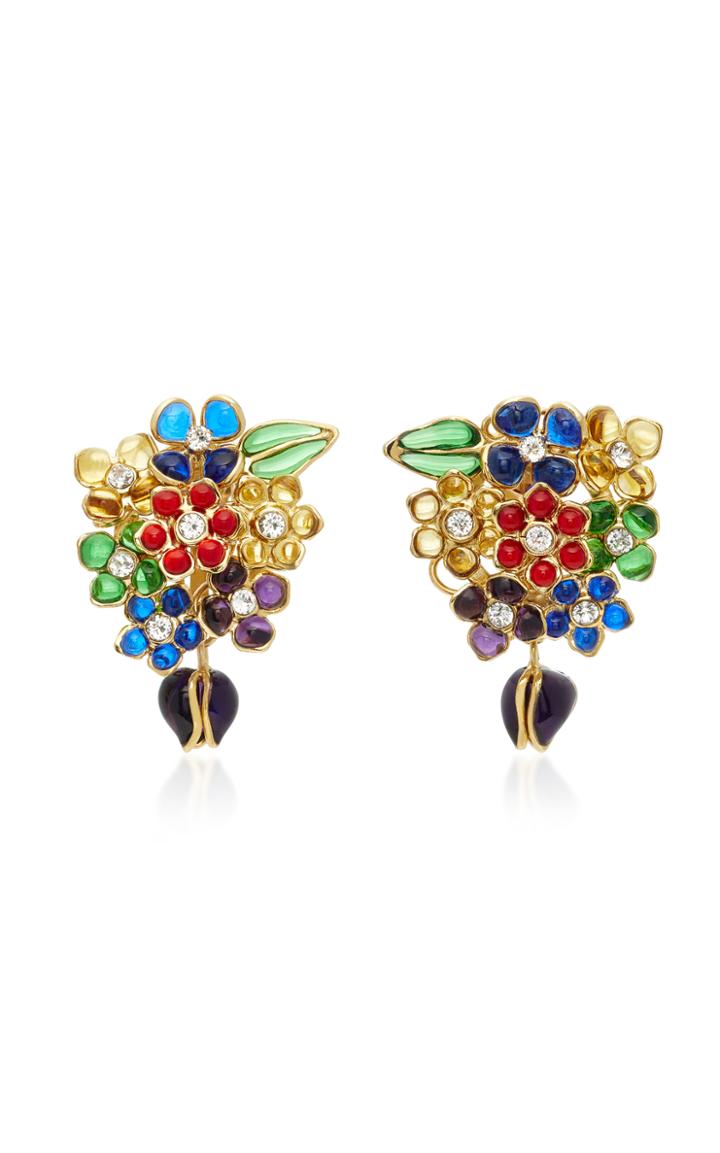Gripoix Glamour Bouquet 24k Gold-plated And Glass Earrings