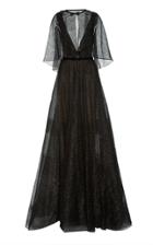Marchesa V-neck Ball Gown With Cape