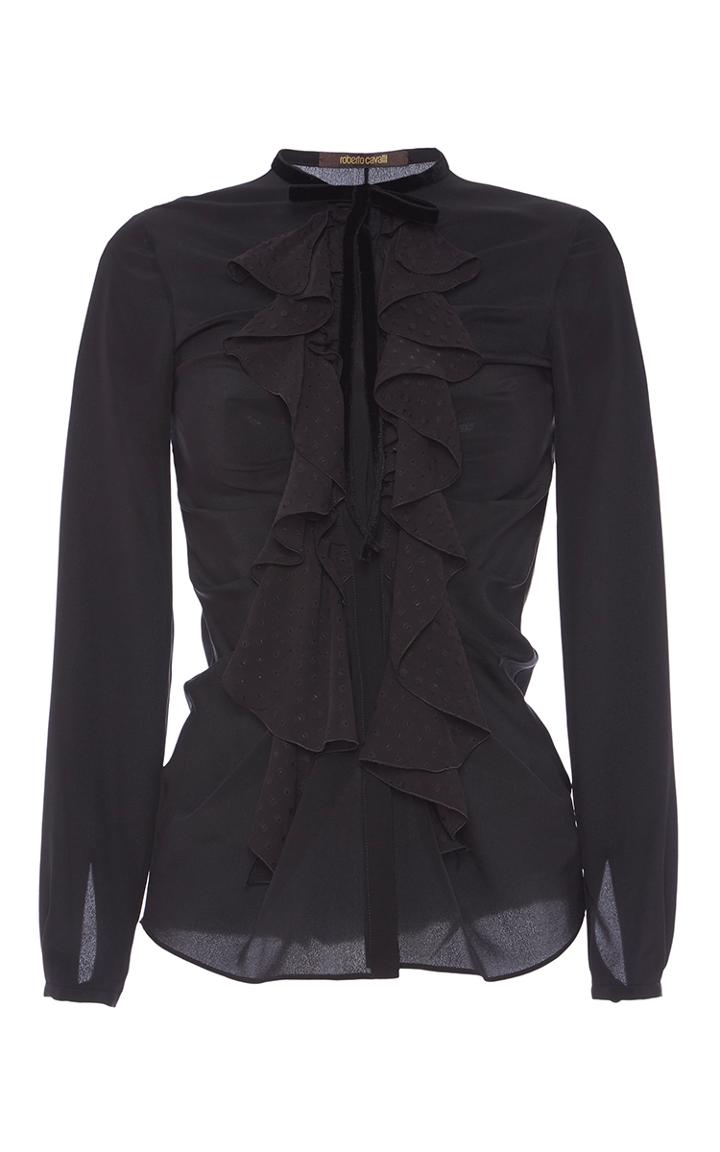 Roberto Cavalli Black Crepe De Chine Shirt