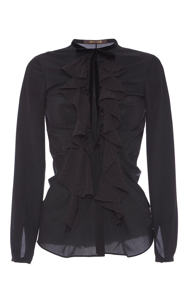 Roberto Cavalli Black Crepe De Chine Shirt