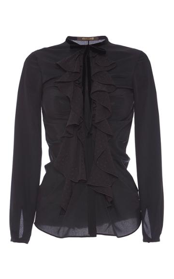 Roberto Cavalli Black Crepe De Chine Shirt