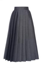 Prada Pleated Tie Back Mohair Wool Midi Skirt
