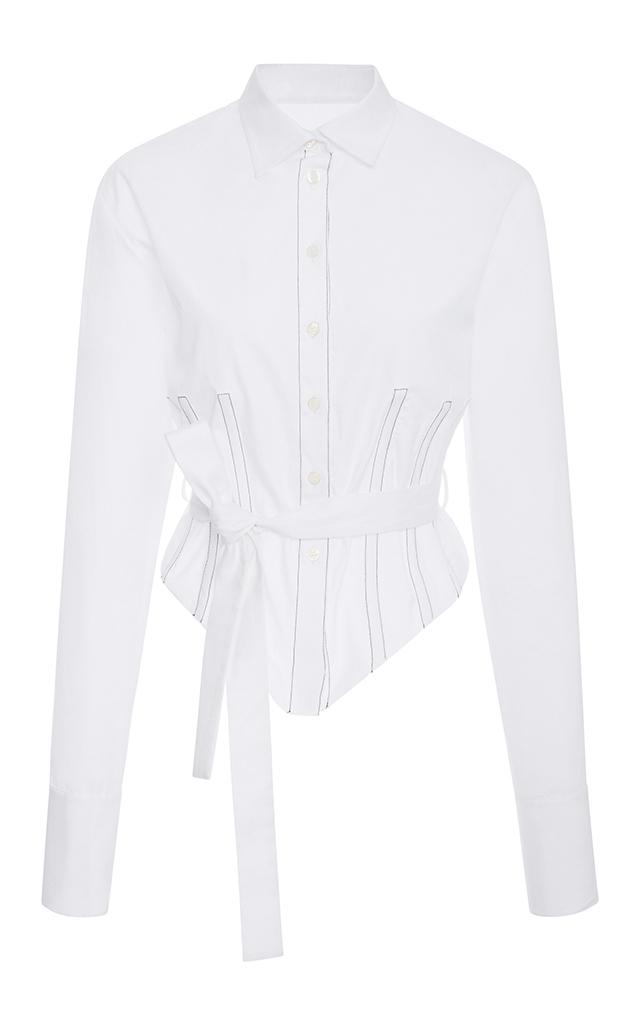 Tome Belted Corset Stretch-cotton Poplin Shirt