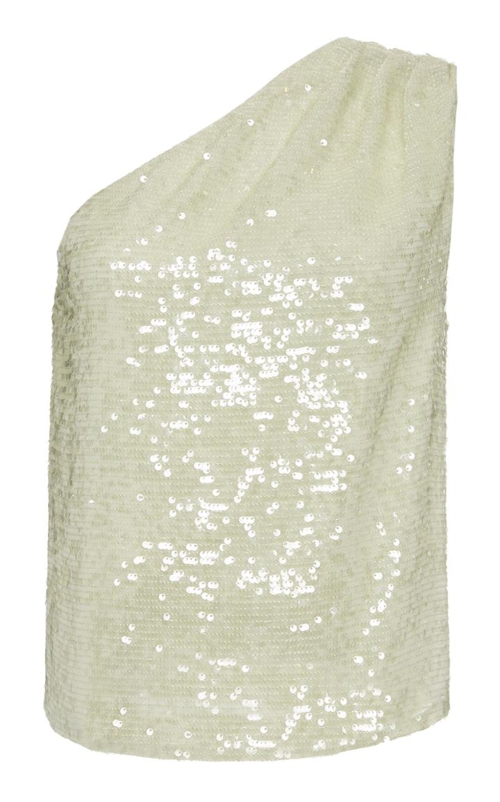 Sally Lapointe One-shoulder Sequined Georgette Top