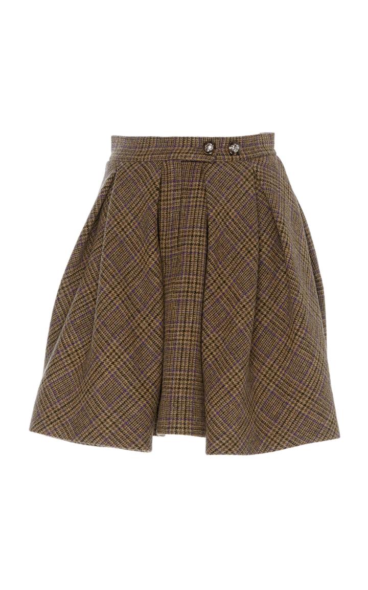 Dice Kayek Wool Plaid High Waist Mini Skirt