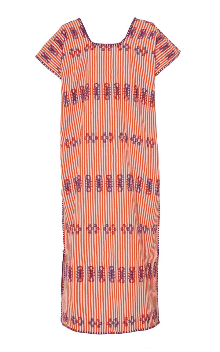 Pippa Holt Orange And Purple Striped Cotton Midi Caftan