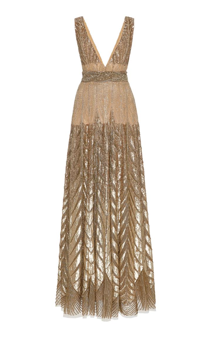 Moda Operandi Cucculelli Shaheen Platinum Degrade Column Gown Size: 2