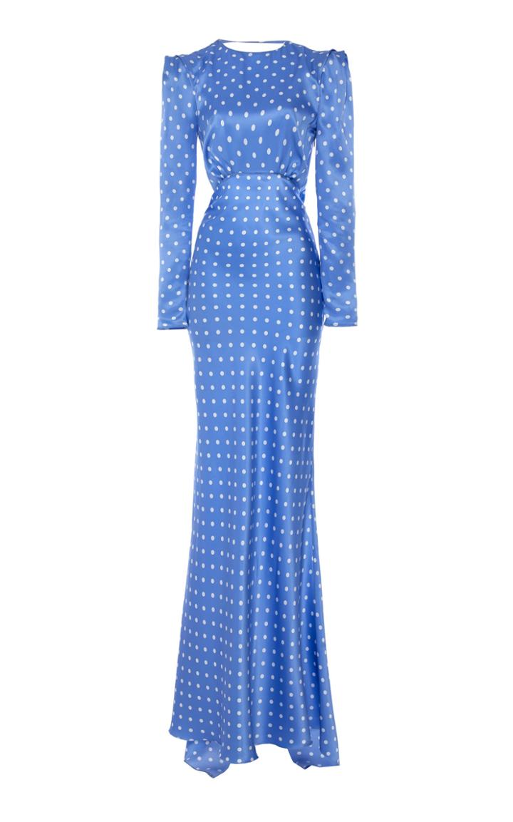 Alessandra Rich Silk Polka Dot Open Back Gown