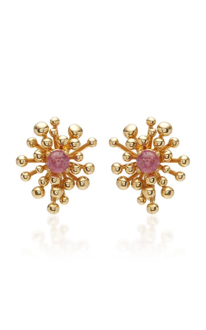Vram Nocturne 18k Gold Pink Sapphire Earrings