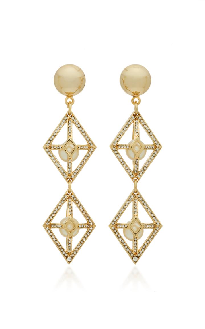 Lulu Frost Enigma Brass And Crystal Statement Earrings