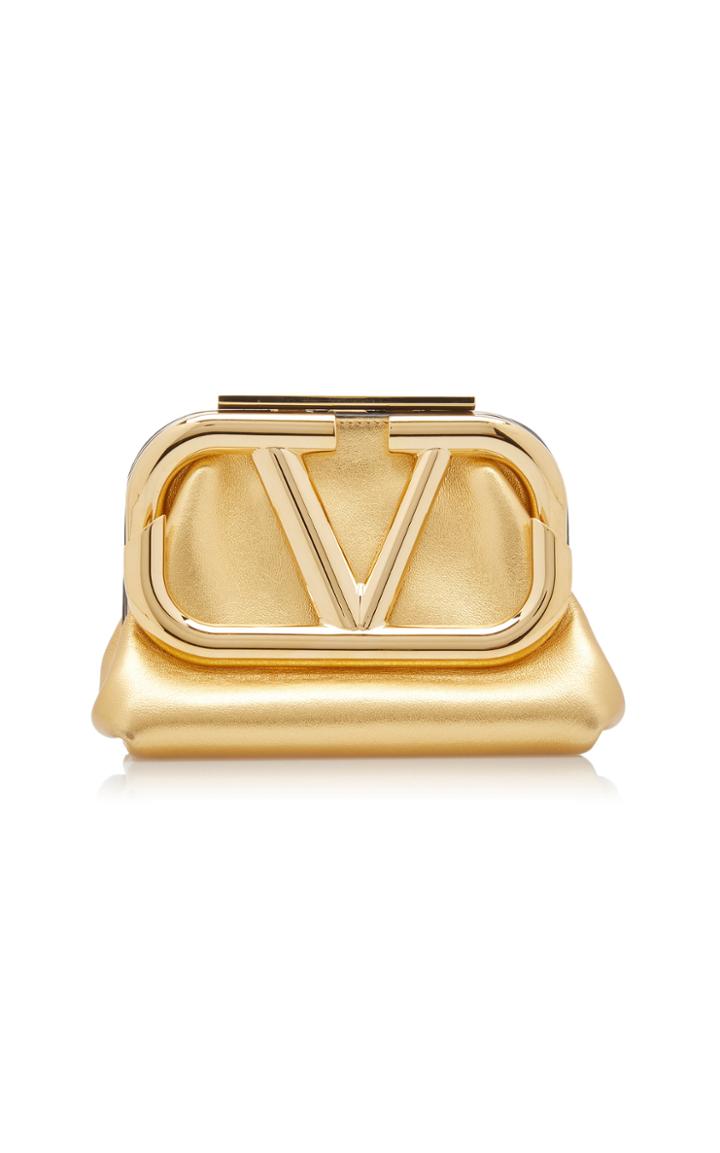 Valentino Supervee Metallic Leather Mini Clutch