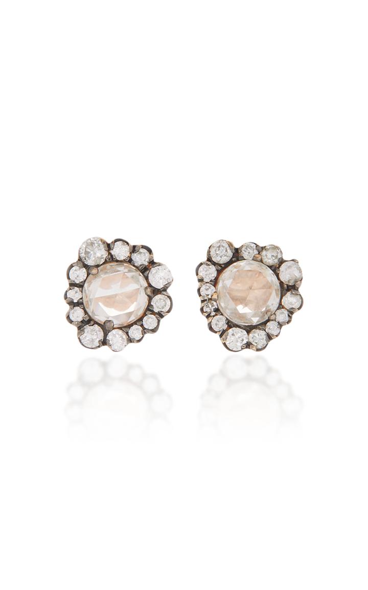Kimberly Mcdonald One-of-a-kind Rose Cut Diamond Studs With Signature Irregular Diamonds Set In 18k Rose Gold With Black Rhodium