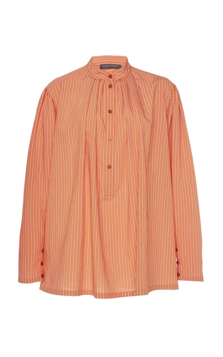 Moda Operandi Alberta Ferretti Striped Poplin Collarless Shirt Size: 38