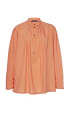 Moda Operandi Alberta Ferretti Striped Poplin Collarless Shirt Size: 38