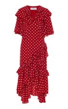Michael Kors Collection Ruffled Polka-dot Crepe De Chine Dress
