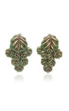 Silvia Furmanovich Sculptural Botanical Marquetry Chandelier Leaf And Emerald Earrings